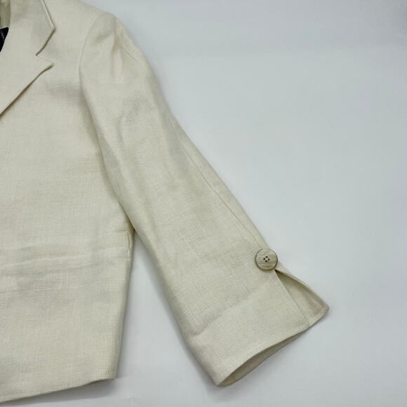 New LINDA ALLARD ELLEN TRACY Blazer Size 6 Cream Linen Oversized Summer Jacket - Picture 3 of 9